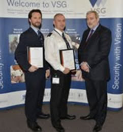 High performing VSG duo Simon Webber and Mark Curtis showing off their awards, whilst Mr Elliott of the BSIA looks on with air of satisfaction…who says hard work doesn’t pay?