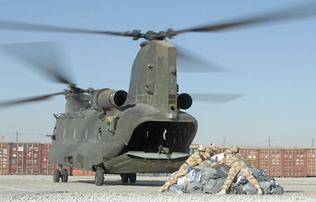 Post arriving at Lashkar Gah by Chinook helicopter (stock image) [Picture: SAC Kimberley Waterson RAF, Crown Copyright/MOD 2007]